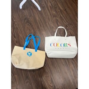 Colors Dress White Tote & Outrigger Hotels Straw Beach Bag Bundle 2pc